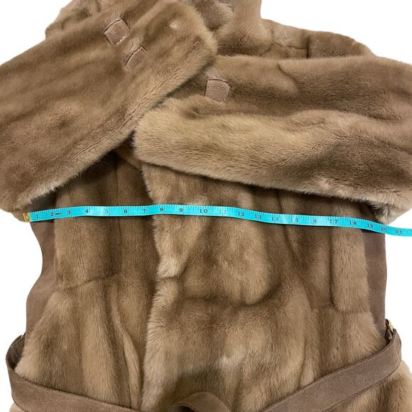 Grace’s Nashville Faux Fur Genuine Suede Belted Coat | Mid Century Vintage S/M/L - Picture 13 of 16
